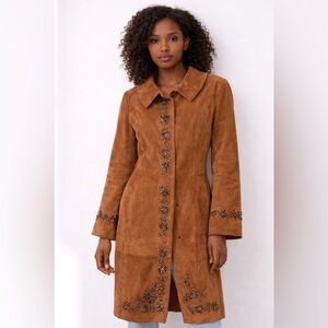 Vintage Spiegel Beaded Suede Coat | Embellished Statement Jacket